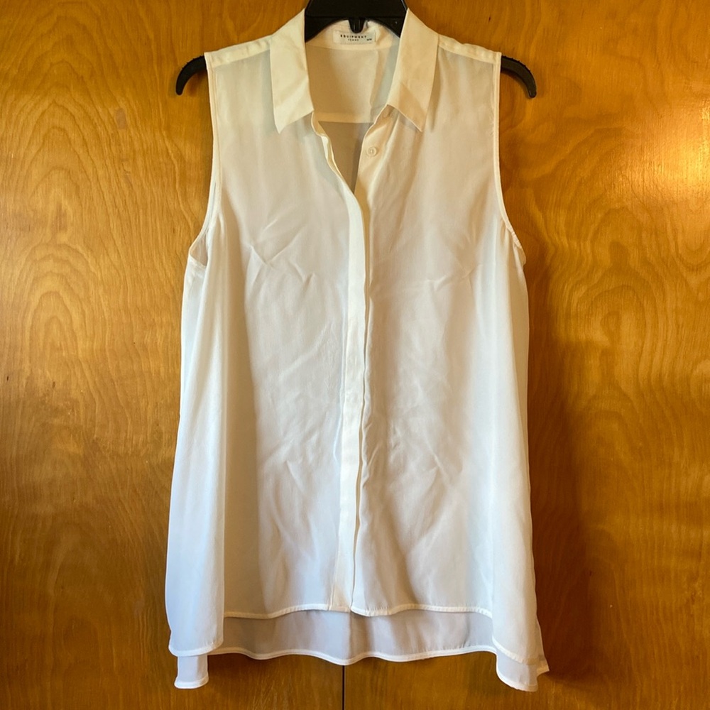 Equipment Femme 100% Soft Silk Cream White Tunic Top. Size Medium